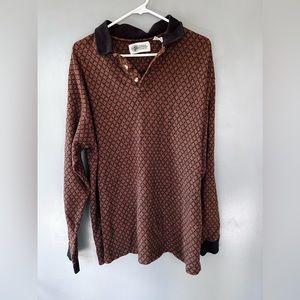 Pebble Beach•Men’s Large•Vintage•90’s•Printed•Collard•Long-sleeve Shirt•Cotton